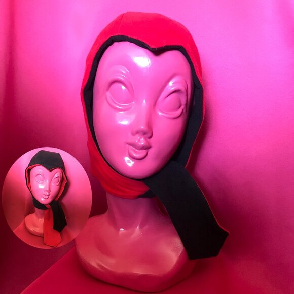 NEW reversible 1950s retro devil hood hat halloween costume handmade - Picture 1 of 6